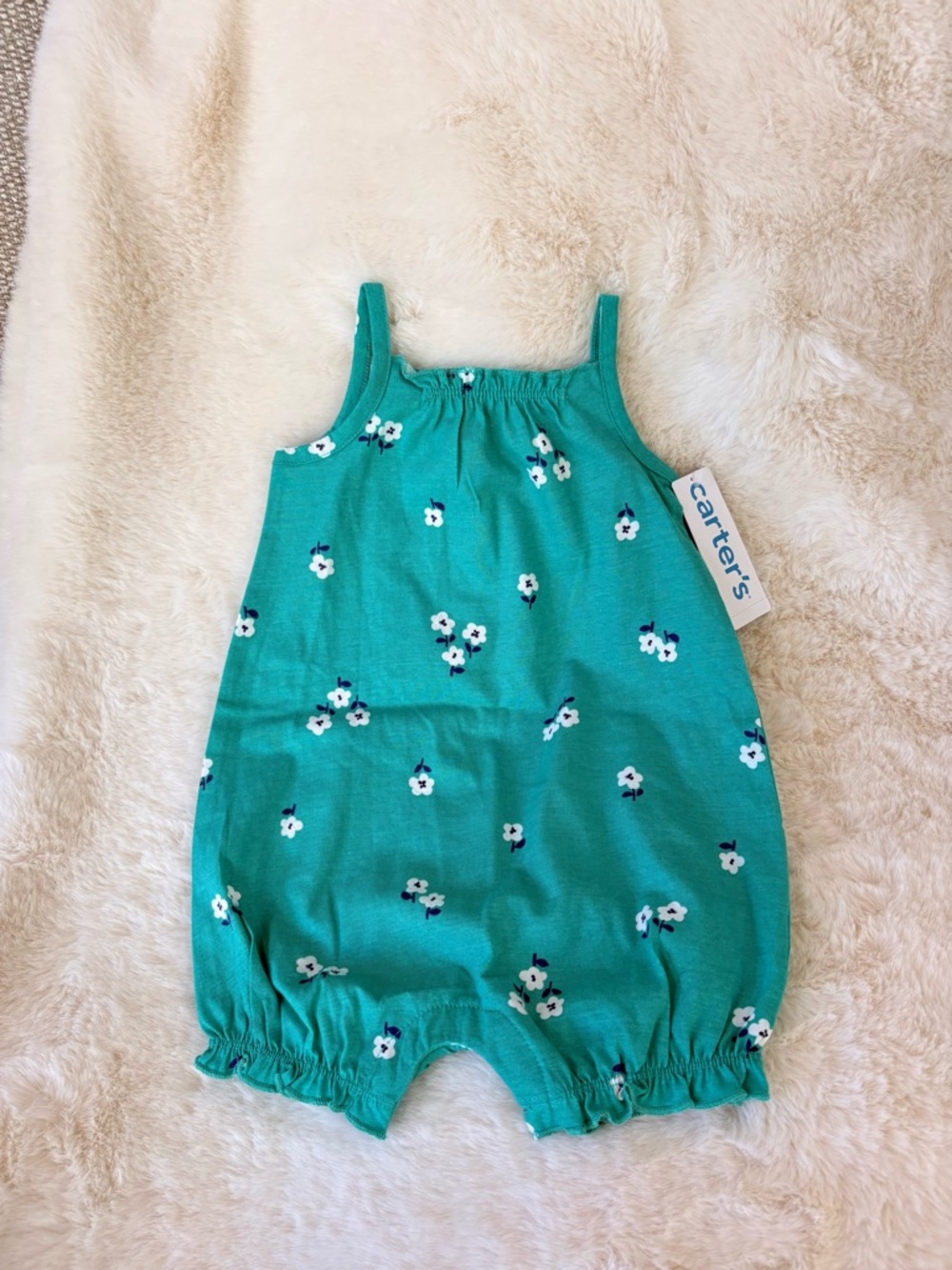 NWT Carter's Green Floral Bubble Romper 12 Mos